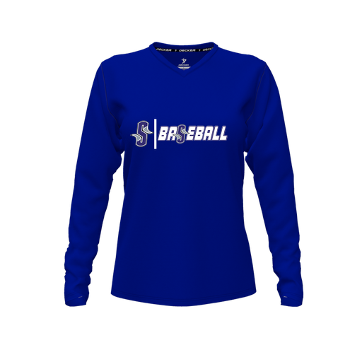 [FTLVPTRY-FYXS-LOGO2] Decker Performance T-Shirt (Female Youth XS, Royal, V Neck, Logo 2, Long Sleeve)